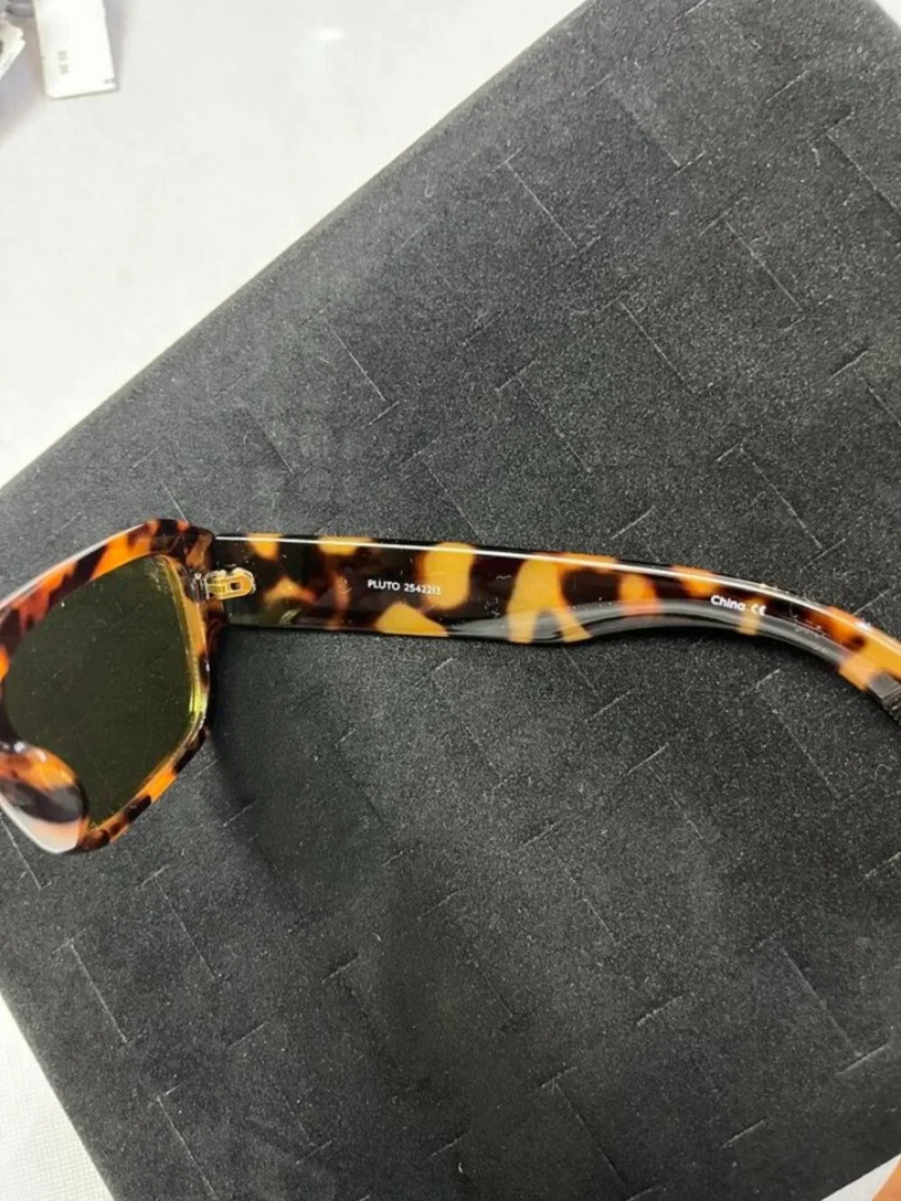 AIRE Pluto Rectangular Sunglasses Tortoise Green Lens Frame